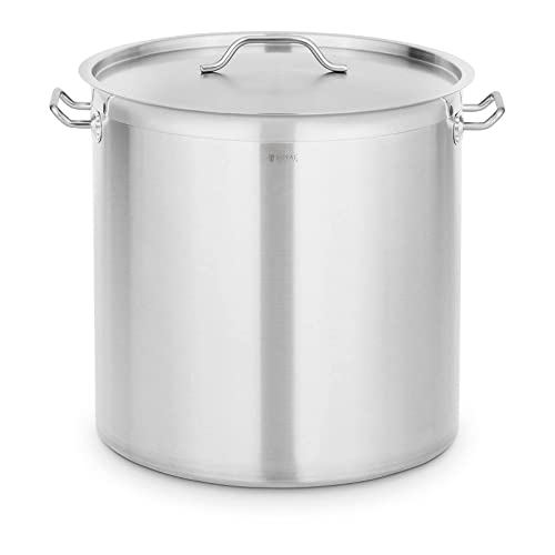 Royal Catering Olla de Inducción Utensilio Profesional RC-SSIP71 (Para inducción, gas, eléctrica, etc., Cazo y tapa de acero inoxidable, Volumen: 71 L)