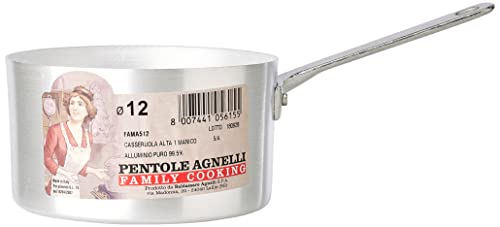 Ollas de Alta cazuela Agnelli, BLTF de Aluminio, con Mango de Acero Inoxidable, Plata, 1 Litro