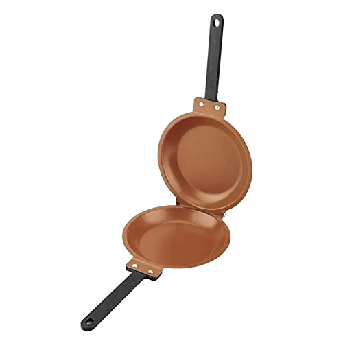 Yinyimei sarten Antiadherente Doble Lateral antaño Recubrimiento cerámico Flip Pan panqueque Fabricante Cocina Cocina Utensilios de Cocina Suministros de Cocina (Color : Brown)