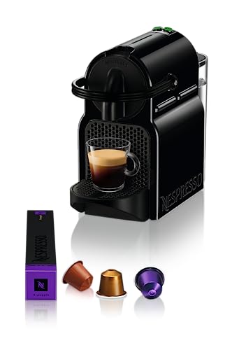 Nespresso De'Longhi Inissia EN80.B - Cafetera monodosis de cápsulas Nespresso, 19 bares, apagado automático, color negro, Incluye pack de bienvenida con 14 cápsulas