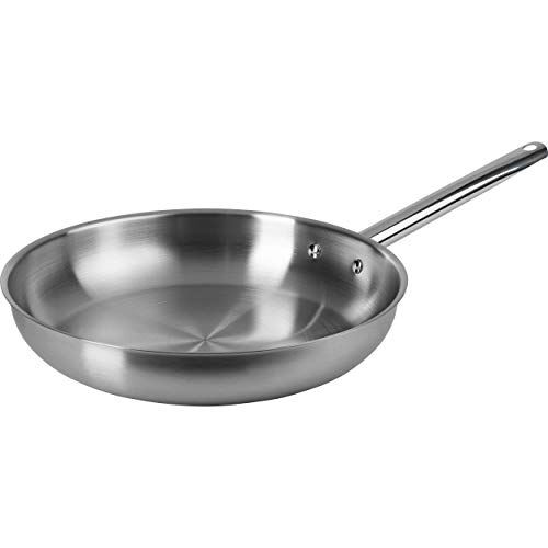 ONVAYA® La sartén de Acero Inoxidable | Wok | Sartén | Sin Revestimiento | Inducción y Horno adecuados | Pan Profesional (Ø32cm)