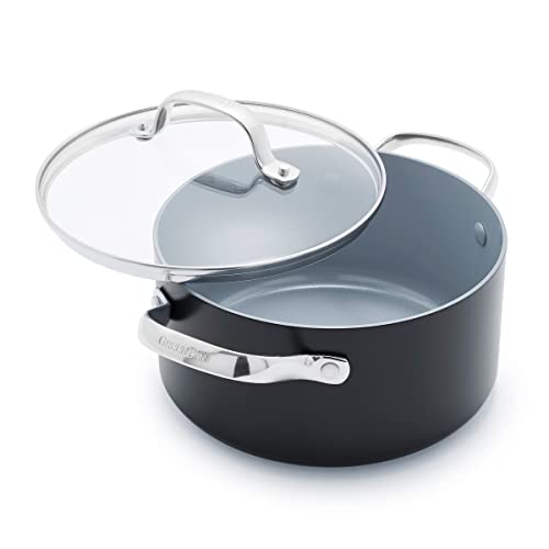 GreenPan Valencia Pro Cerámica Anodizada Dura Saludable Antiadherente 20cm / 3 Litros Olla con Tapa, Libre de PFAS, Inducción, Apta para Lavavajillas, Apta para Horno, Gris