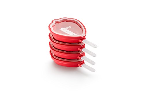 Lékué Pack de Moldes para Helados en Forma de Fresa, Silicona, Rojo, 15.4 x 9.4 x 3.3 cm