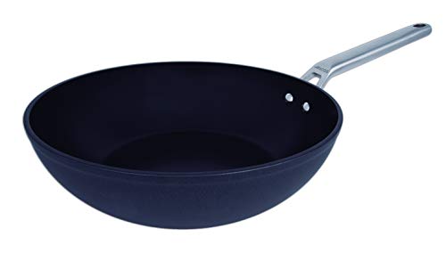 Arcos Serie Samoa | Wok Antiadherente 28 cm | Aluminio Forjado | Full Induction | Mango Acero Inoxidable Efecto Frio | Sistema ahorro energético | Apta lavavajillas | Color Negro