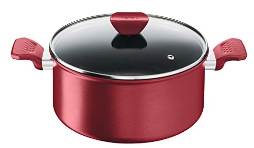 Tefal Daily Chef - Cacerola 24 cm, duradera, resistente, fácil de limpiar, revestimiento antiadherente, termo-Signal, cocina sana, fabricada en Francia, apta todas las cocinas, roja