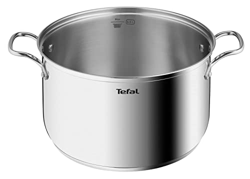 Tefal Intuition XL - Olla grande (acero inoxidable, 26 cm, 6,5 L, inducción, 5 años, acero inoxidable 18/10, primera calidad, talla XL, asas resistentes, tapa de cristal B8646304