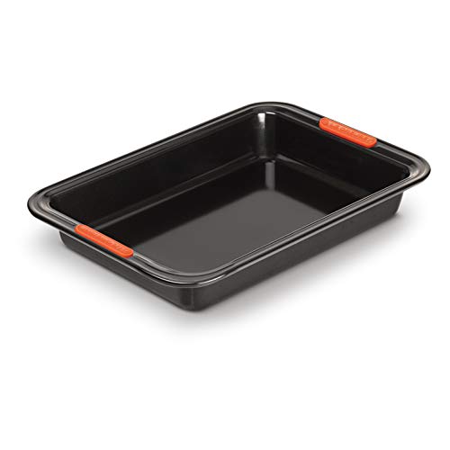 Le Creuset Molde antiadherente rectangular, 28 cm, resistente a ácidos, revestimiento de acero al carbono, Gris y Naranja, 94101600000000, 94101600000000