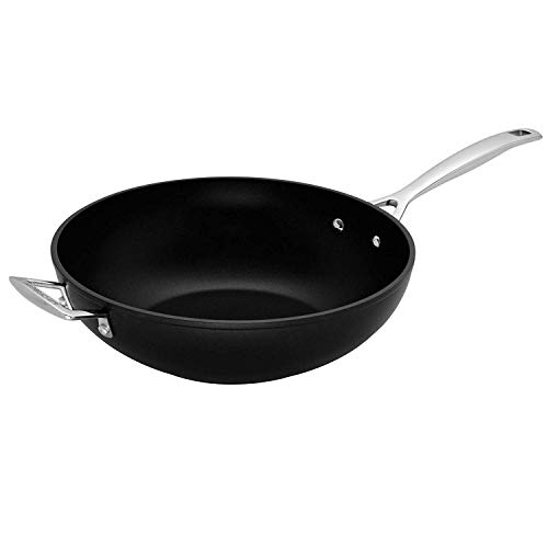 Le Creuset Sartén wok de aluminio antiadherente, diámetro 30 cm, para todas las fuentes de calor, incluso la inducción, Antracita/Plateado, 51104300010202