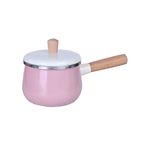 DYXYH Olla de porcelana esmaltada para leche, olla de cocina, olla de sopa antiadherente nórdica con tapa, cocina de inducción, estufa de Gas, utensilios de cocina aplicables (Color : A)