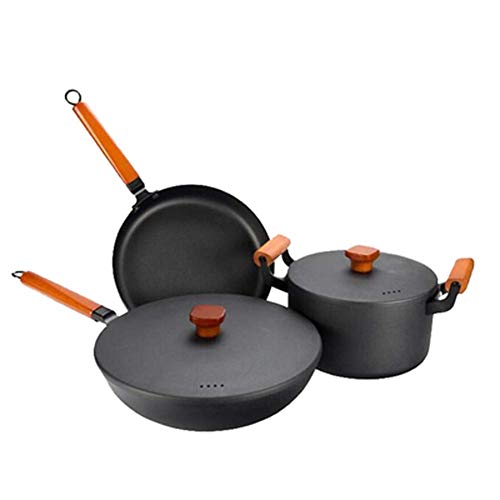 Pots and Pans Set 3 Piece Ultra Nonstick Cookware Set with Ceramic Titanium Coating Pots and Pans Set Nonstick 3 Cast Iron Pot Sets to Induction Gas Electric Stove