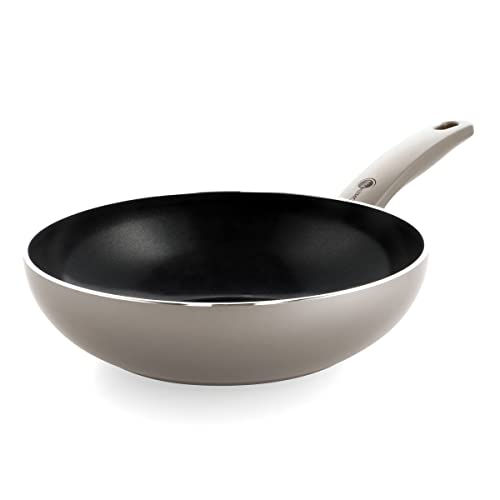 GreenPan Cambridge Wok de Cerámica Sana antiadherente de 28 cm/3.7 Litros, sin PFAS, inducción, apto para lavavajillas, apto para horno, bronce