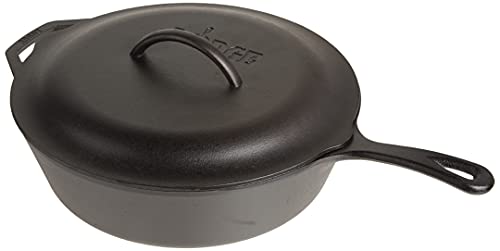 Lodge L10CF3 5 Quart Cast Iron Covered Deep Skillet by