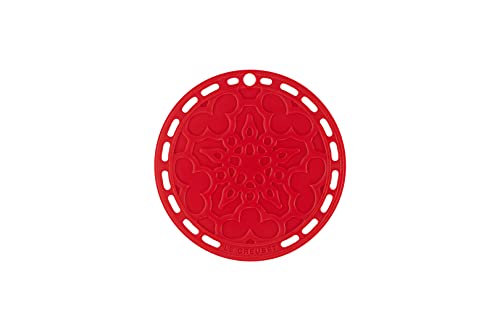 LE CREUSET Salvamanteles/Posavasos de Silicona con Orificio para Colgar, Tradición, Redondo, Cereza, 20 cm