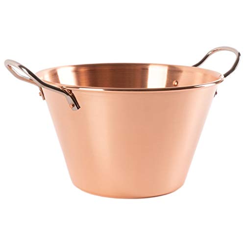 Cuisine Romefort | Cacerola de cobre de 26,5 cm de diámetro | Asas de acero inoxidable | Olla de cobre lisa para cocinar mermelada (M | 4 litros)
