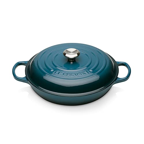 Le Creuset Cacerola baja de hierro fundido, 26 cm, 2, 2 L, Deep Teal, 21180266422430