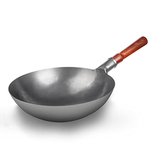 BAILR Acero Inoxidable Sarten, Wok Sartenes Multifunción y Antiadherente, Wok Chino Fácil De Limpiar para Cocina De Gas, Eléctrica, Parrilla (A 30cm)