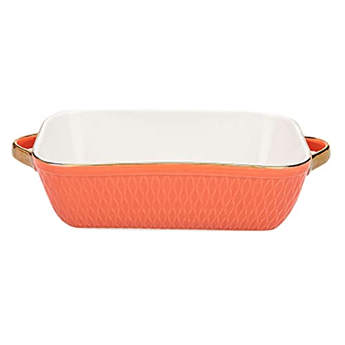 Cazuela De Cerámica Con Asas, Plato De Lasaña Rectangular Phnom Penh, Bakeware Antiadherente, Microonda & Caja Fuerte Para Hornos-rectangular naranja