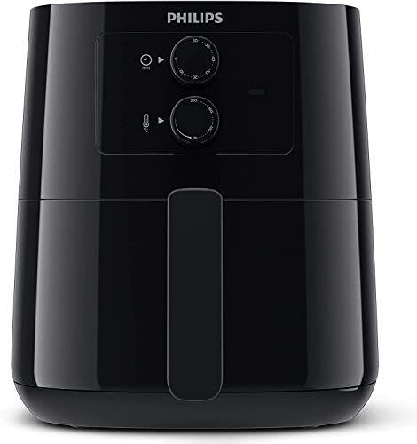 Philips Essential Airfryer - Sartén de 4,1 L, Freidora Sin Aceite, Tecnología Rapid Air, Aplicación De Recetas NutriU, Control De Tiempo Y Temperatura, Negra (HD9200/90)