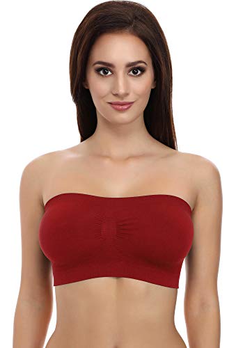 Merry Style Bandeau Top Deportivo Bra Sin Tirantes Ropa Verano Mujer 06 161(Rojo, S-M)