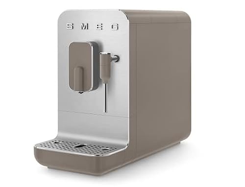 Smeg BCC02TPMEU BCC02TPMEU-Cafetera automática compacta con función de Vapor, Color Gris, 1350 W, 1.4 litros, Plástico Aluminio, Pardo