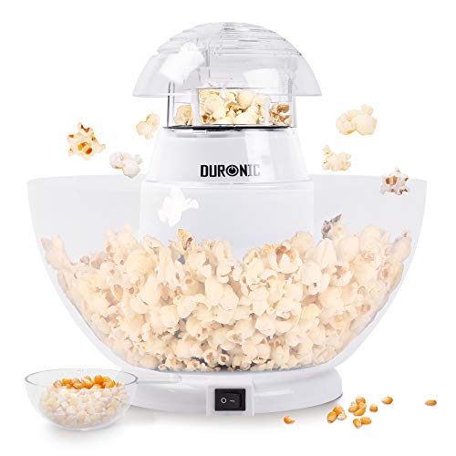 Duronic POP50 WE Máquina de Palomitas | 1200W y Preparación en 3 minutos | Cucharón medidor Sin Aceite Sistema de Cocción de Aire Caliente | Taza medidora y recipiente sin BPA incluido | Palomitero