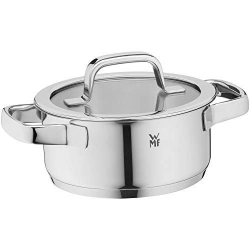 WMF Compact Cuisine - Olla (16 cm, tapa de cristal, olla de 1,5 l, acero inoxidable Cromargan pulido, escala interior, apilable, apta para inducción, sin revestimiento)