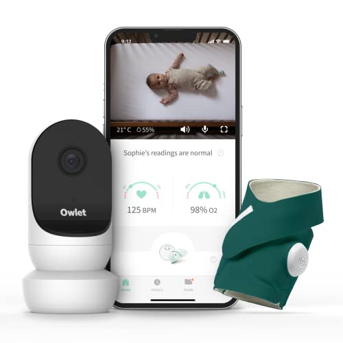 Owlet Vigiliabebés Duo - Smart Sock 3 + Nueva Cámara HD Video CAM 2 - Supervisa la Frecuencia Cardíaca, Nivel de Oxígeno, Movimiento, Sensor Humedad, Vídeo Clips