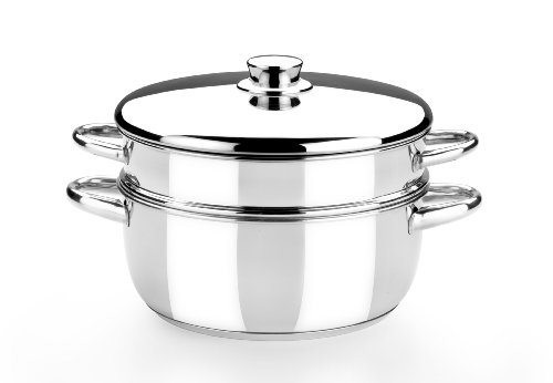 Monix Optima - Olla Vapor 24 cm, con Tapa de Acero Inoxidable 18/10, Apta para Todo Tipo de cocinas incluídas de inducción