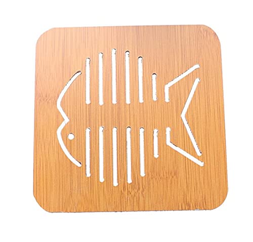 SHUANGJ Montaña Rusa de Madera Hueca de 6 Piezas De Cocina Vajilla Espesada Anti-escaldado Potholder Placemat Ollas Antideslizantes Y sartenes Esteras Posavasos Big Fish Bone