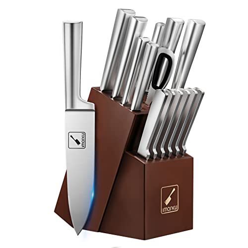 Juego de cuchillos de cocina de 15 piezas de acero inoxidable japonés con afilador