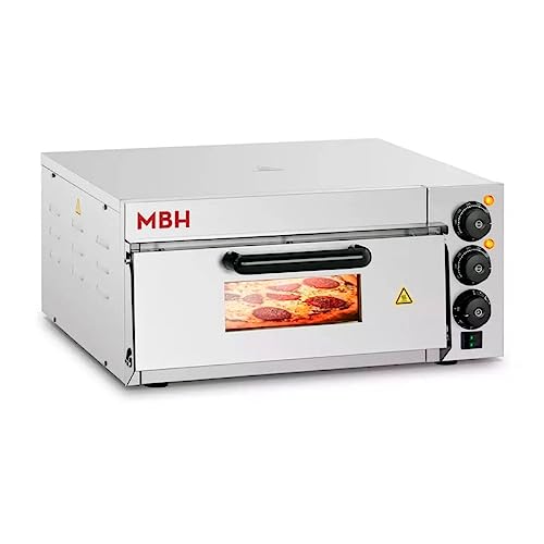 MBH - Horno de pizza profesional eléctrico de 1 cámara para hostelería. Horno de pizza industrial pequeño para bar y restaurante