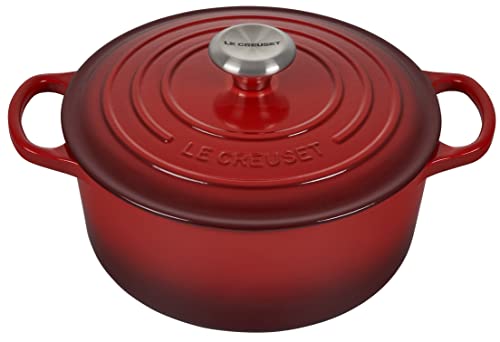 Le Creuset Cocotte redonda de hierro fundido, 24 cm, 4, 2 L, Todas Las Fuentes de Calor incluso inducción, Cereza, 21177240602430