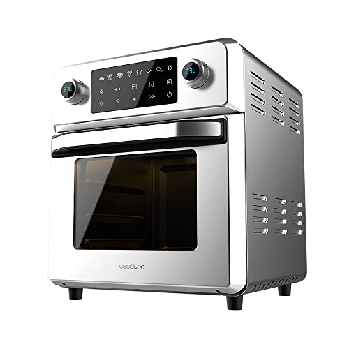 Cecotec Horno de Aire Caliente Bake&Fry 1400 Touch Steel. 1700 W, Capacidad 14 Litros, Convección, Pantalla Táctil, 9 Funciones, Temperatura Regulable, Acero Inoxidable