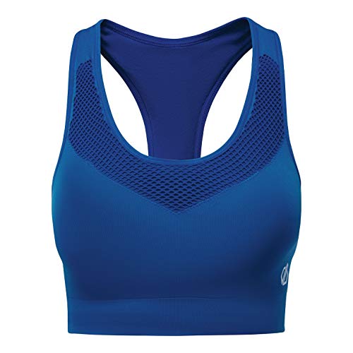 Dare2b Don't Sweat It - Sujetador Deportivo con Sujeción De Impacto Medio, Tejido De Secado Rápido, Relleno Extraíble Base Layer, Mujer, Petrol Blue, XS