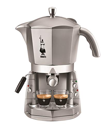 Bialetti Mokona, Espresso Café Máquina, Abierto Sistema (por Ground, Cápsulas y Vainas), 1050W, Plata