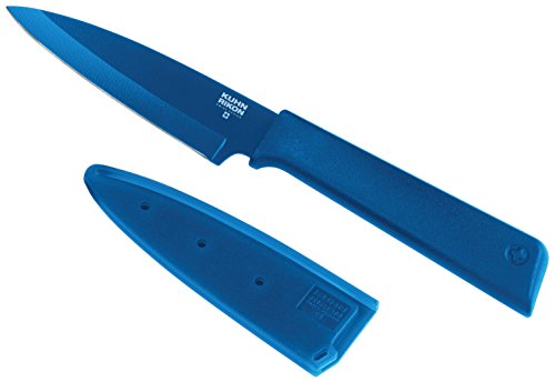 KUHN RIKON, Cuchillo de cocina antiadherente con funda de seguridad Colori +, 19 cm, Azul