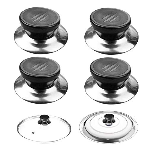 Quesuc Pomo Tapa Olla, 4 Piezas Tapa de Recambio Para Batería de Cocina Universal, Puede Usarse Como Recambio Tapa Olla recambios tirador para tapa Aplicar Para Pomo Tapa Cristal Tapas para Hervidores