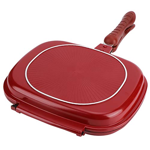 Sartén de doble cara 28 cm Sartén cuadrada roja Sartén de aleación de aluminio Sartén para tortillas Cocina para el hogar Suministros de cocina