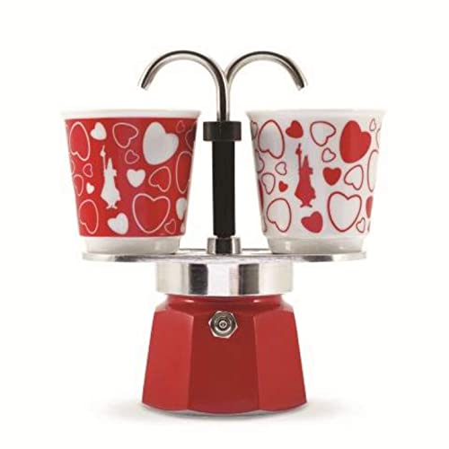 Bialetti Set Mini Express Moka con 2 tazas corazón 90 ml