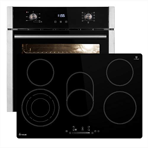 Conjunto: 60cm Horno electrico empotrable EB8010ED + 77cm Placa vitrocermica KF7705RL / Parrilla/Aire circulante/Aire caliente/Extracciones telescópicas/Temporizador automático / SET8010_77RL