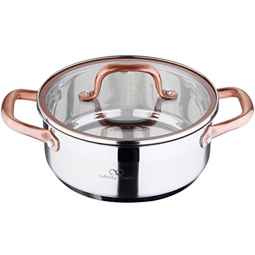 Bergner Infinity Chef Cacerola de inducción con Tapa de Vidrio, Acero Inoxidable, Plateado, 20 cm