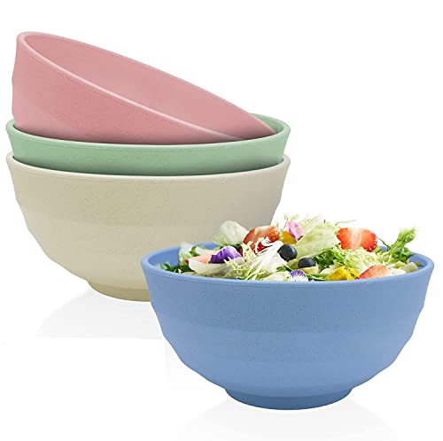 Dohldp Cuenco de cereales Bowl 700 ml, juego de 4, cuencos de sopa irrompibles, de plástico, apto para alimentos, reutilizable,vajilla, apto para microondas y lavavajillas
