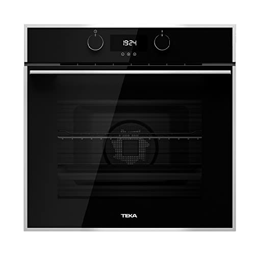 Teka iOVEN P - Horno Pirolítico Multifunción SurroundTemp con Pantalla Táctil y 50 Recetas, Autolimpieza Pirolítica, Teka HydroClean® PRO Automático, Color Cristal Negro con Marco