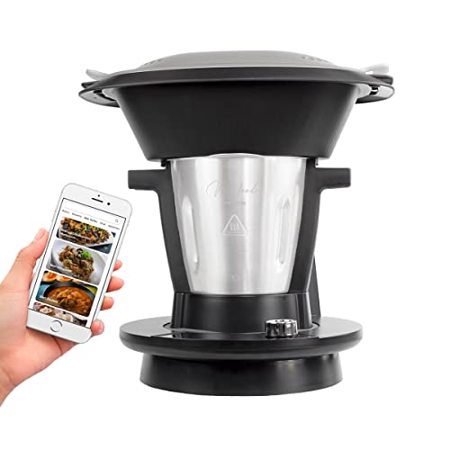 PRIXTON Robot de Cocina Multifunción My Foodie WiFi Pantalla táctil APP móvil con Recetario 1000 W 10 Velocidades Vaporera Doble