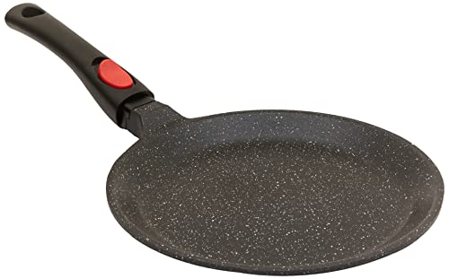 Kamberg Sartén para crepes 24 cm, mango extraíble, aluminio fundido, revestimiento piedra antiadherente, todos los incendios, incluida la inducción, sin PFOA