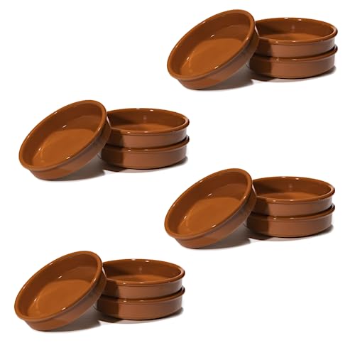 Genérico Pack de 12 cazuelas redondas 14 centímetros de diámetro cuencos de barro cocina mediterránea