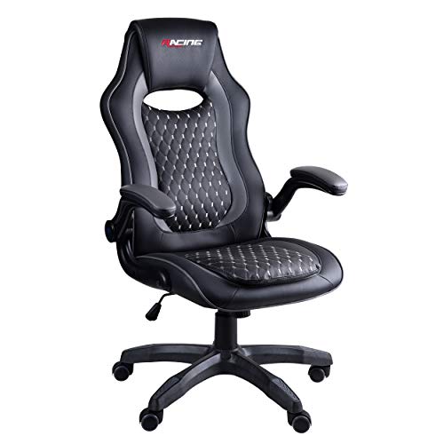 RACING BERGNER Silla Gamer y Oficina Ergonómica Profesional con Reposabrazos Acolchados y Regulables, Negro y Gris, 70 * 49-87 * 131-141 cm