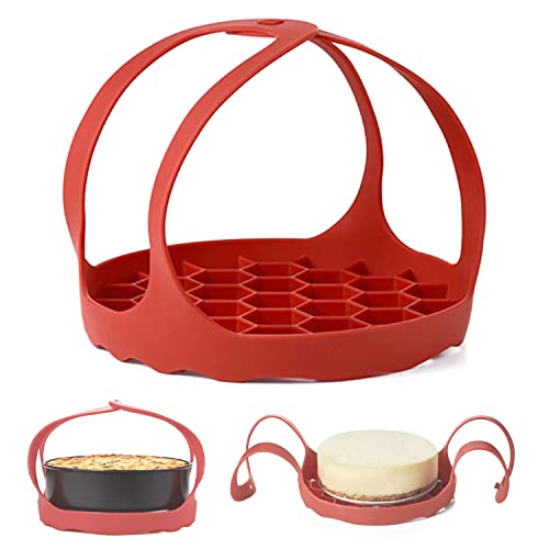 PFLYPF 1 eslinga de vapor de silicona, eslinga de vapor antiadherente portátil, parrilla de vapor antiquemaduras, eslinga de silicona para olla a presión, accesorios de cocina esenciales (rojo)