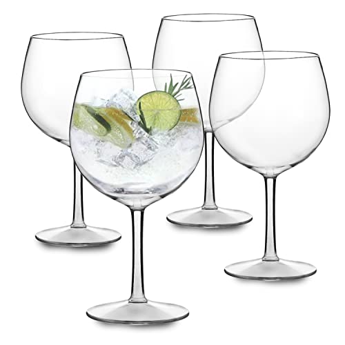 M.W. - Copas Balon Plastico Duro - Copas Gin Tonic de Tritan de 70cl, Irrompible, Reutilizable, Lavable, BPA-Free, Set de 4 - Vasos plastico duro Premium Perfecto Para Coctel