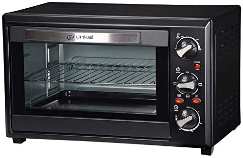 Grunkel - Horno eléctrico multifunción de sobremesa de 28L - HR-28NRM - Con 3 funciones de calor, selector de temperatura hasta 230ºC y temporizador de 60 min. Accesorios incluidos - 1600W – Negro